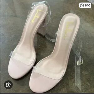 Lulus Clear Plastic And Cream High Heel Sandals 8.5